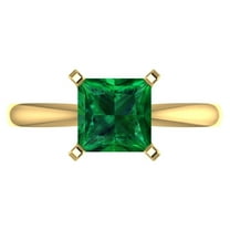 Solitaire Engagement Ring for Women - 2ct Simulated Emerald in 18K Yellow Gold Promise Ring