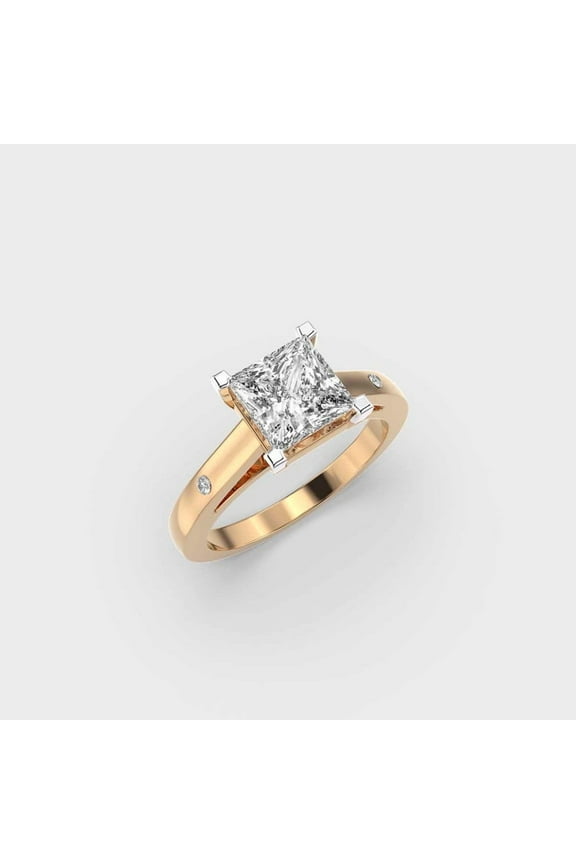 2 Ct Princess Cut IGI Certified Lab Grown Diamond Wedding Ring Solid 18K Yellow Gold | Luxurious Solitaire Bridal Rings for her | Size 7.5 Diamond-Capitals
