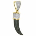 thumbnail image 1 of 2 Ct Round Created Black Diamond Elephant Tooth Pendant 14K Yellow Gold Over, 1 of 3