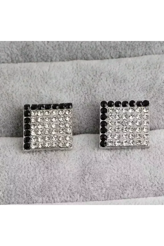 2 Ct Round Cut Black Lab Created Diamond Wedding Men's Cufflinks 14K White Gold Plated