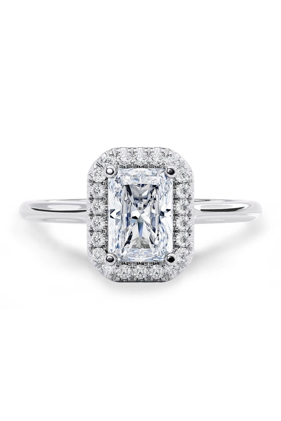 925 Silver Moissanite Diamond Rings - 1.4 Ct Radiant Excellent Cut Rings with Two secret diamonds Hidden Halo Rings for Women's