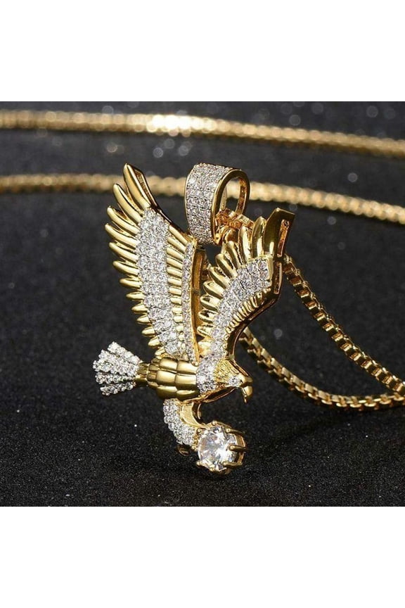2 Ct Round Cut Diamond Flying Eagle Shape Pendant Women's 14K Yellow Gold Over