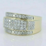 KASHYAP JEWELS 2 Ct Round Cut Diamond Men's Lab Created Pinky Band Ring 14k Yellow Gold Plated