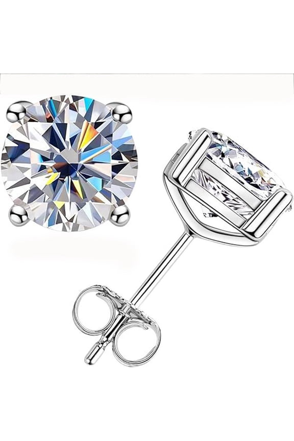 2 Ct Round Cut Diamond Stud Earrings Solid 925 sterling silver plated with 14k platinum Push Back Martini Screw Back Women's Lab Created Jewellry