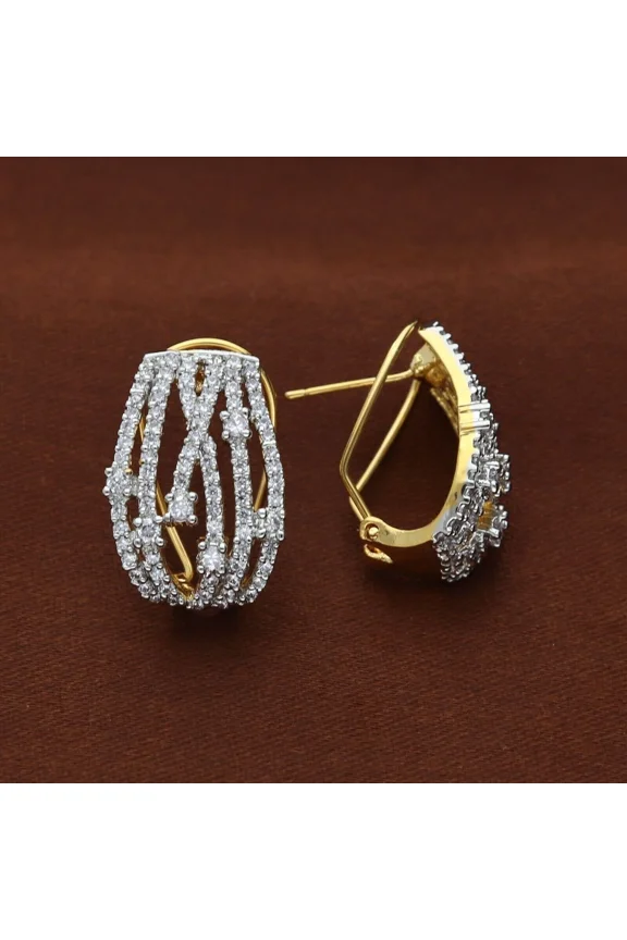 2 Ct Round Cut Diamond Women's Stunning Hoop Earring 14K Yellow Gold Plated