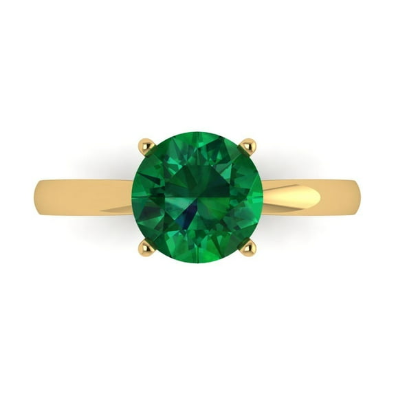 Solitaire Engagement Ring for Women - 2ct Simulated Emerald in 18K Yellow Gold Promise Ring