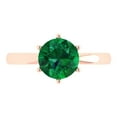 thumbnail image 1 of Solitaire Engagement Ring for Women - 2ct Simulated Emerald in 14K Rose Gold Promise Ring, 1 of 8