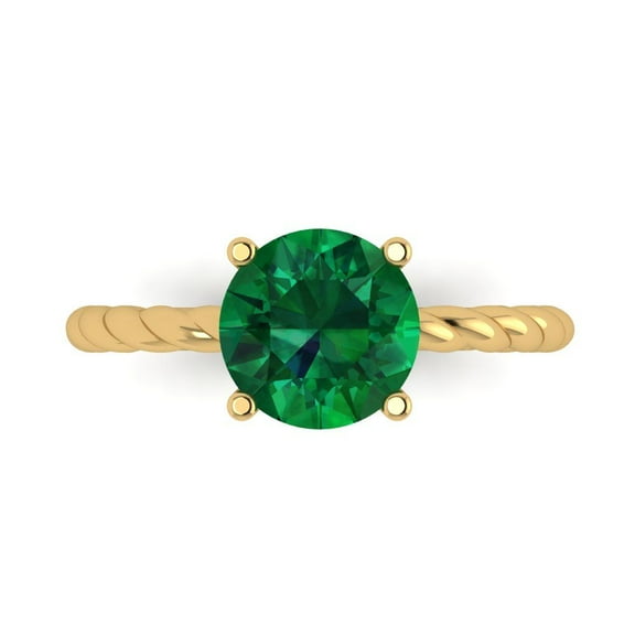 Solitaire Engagement Ring for Women - 2ct Simulated Emerald in 18K Yellow Gold Promise Ring