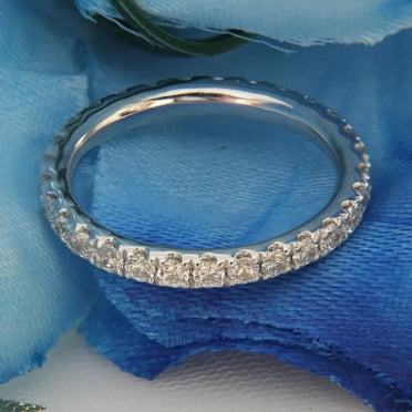 2 Ct Round Cut Lab-Created Diamond Eternity Wedding Band Ring in 14K White Gold Plated