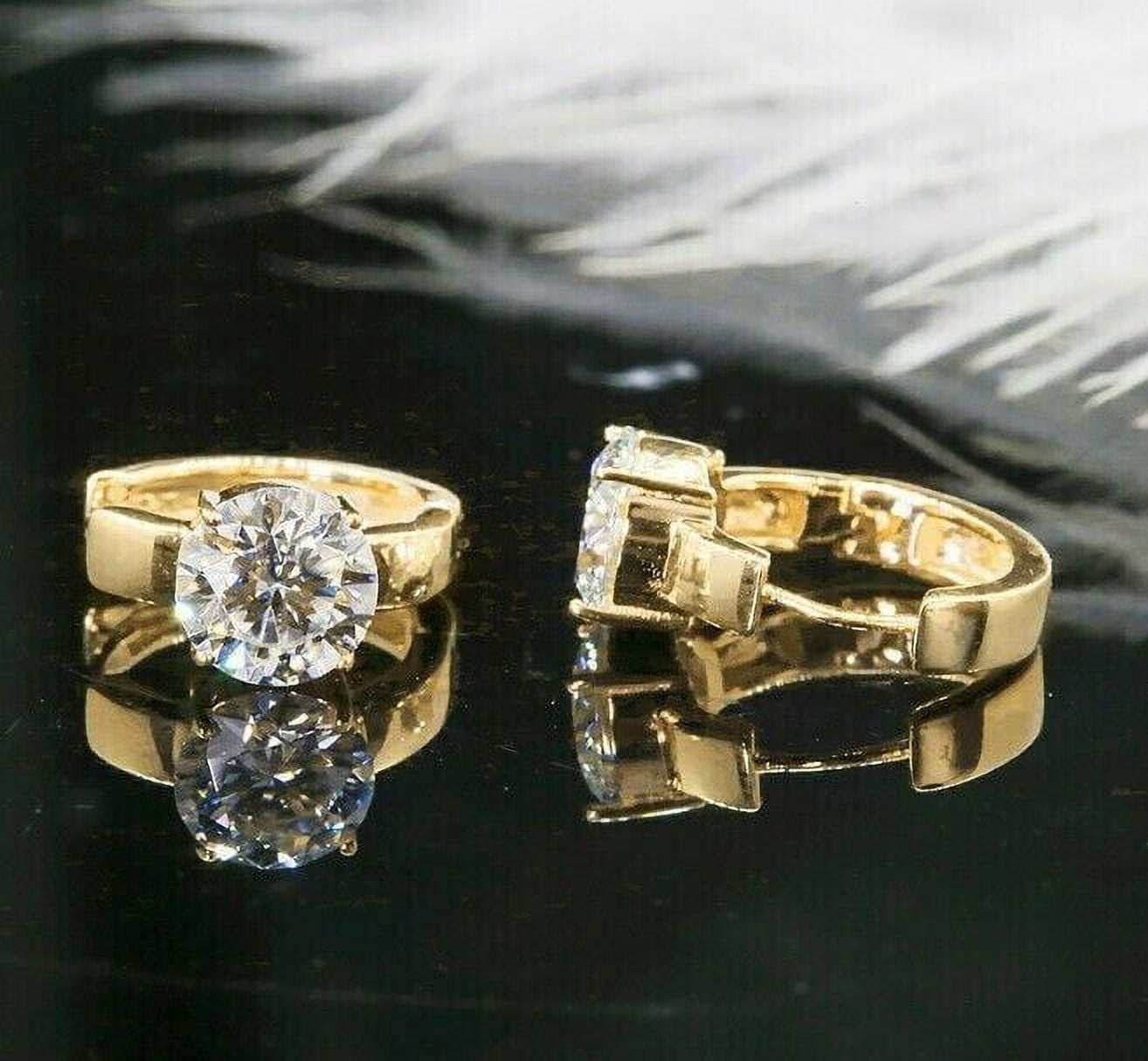 PASO JEWELS 2 Ct Round Cut Lab Created Diamond Huggie Hoop Earrings 14K Yellow Gold Plated Fn