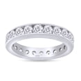 thumbnail image 1 of 2 Ct Round Cut Lab Created Moissanite Diamond Eternity Stackable Wedding Band Ring In 14K White Gold Plated Sterling Silver(G-H Color,VVS1 Clarity,2.00 Cttw)-6, 1 of 7