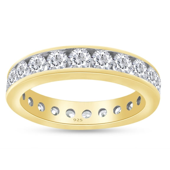 2 Ct Round Cut Lab Created Moissanite Diamond Eternity Stackable Wedding Band Ring In 14K Yellow Gold Plated Sterling Silver(G-H Color,VVS1 Clarity,2.00 Cttw)-10