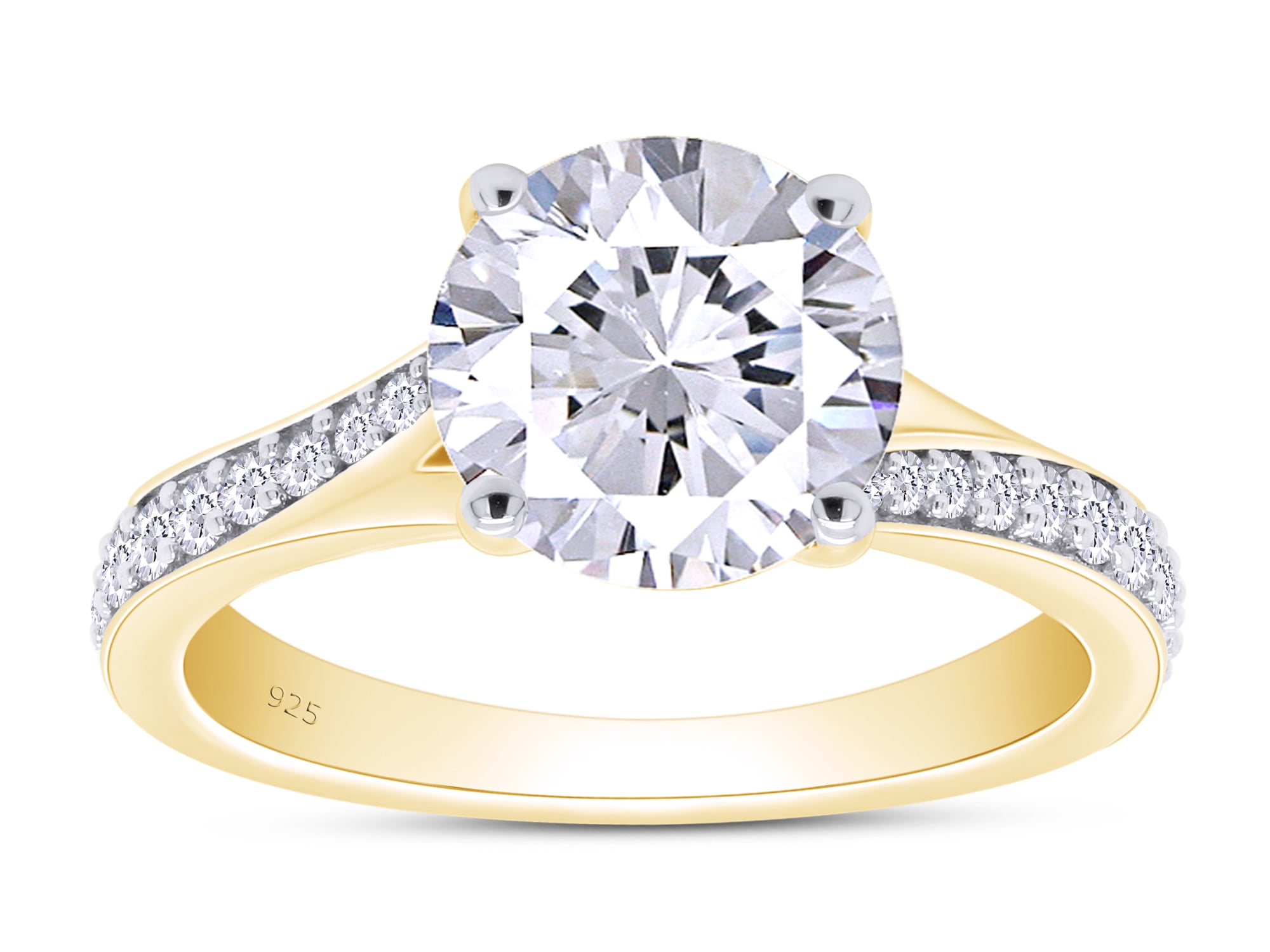 2 Ct Round Cut Lab Created Moissanite Diamond Split Shank Solitaire ...