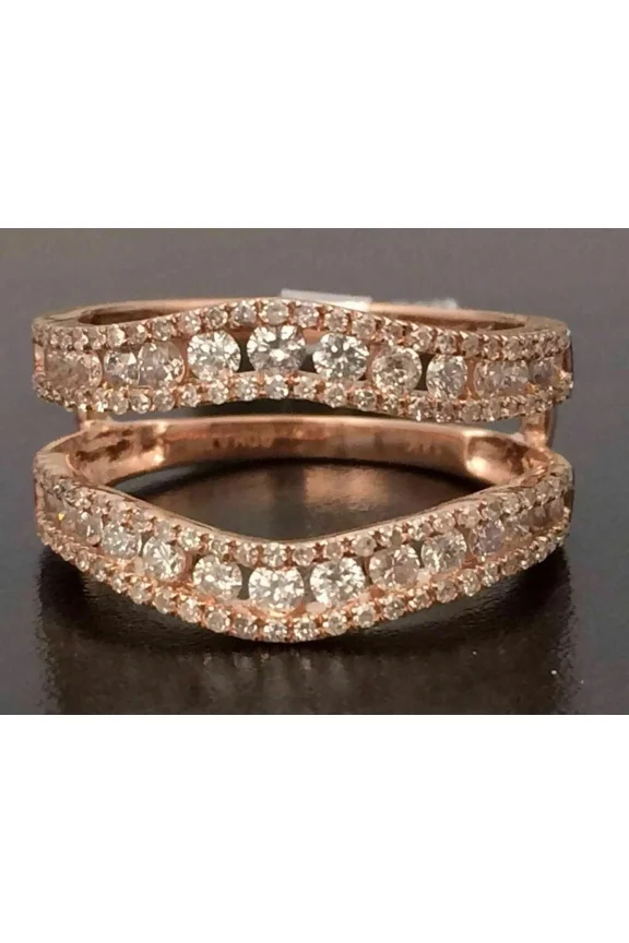 2 Ct Round Cut Moissanite Guard Wrap Solitaire Enhancer Ring 14k Rose Gold Plated