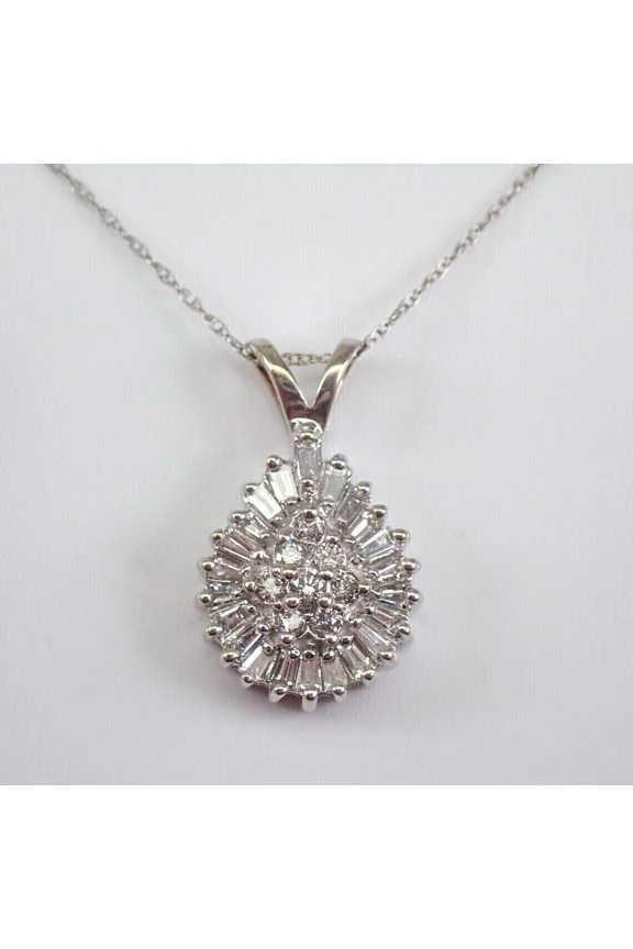 2 Ct Round Cut Simulated Diamond 925 Silver Cluster Pendant In 14k White Gold Plated