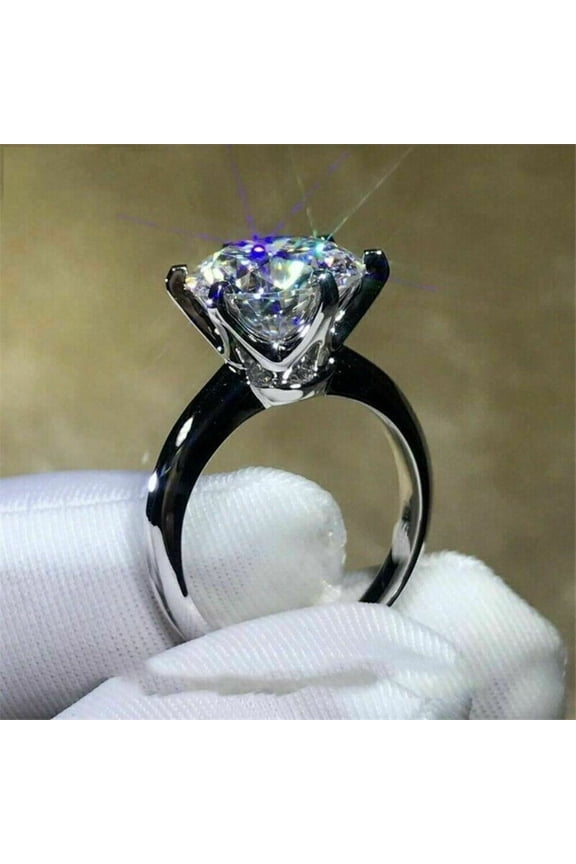2 Ct Round Cut Simulated Diamond Solitaire Engagement Ring 14K White Gold Finish Sterling Silver