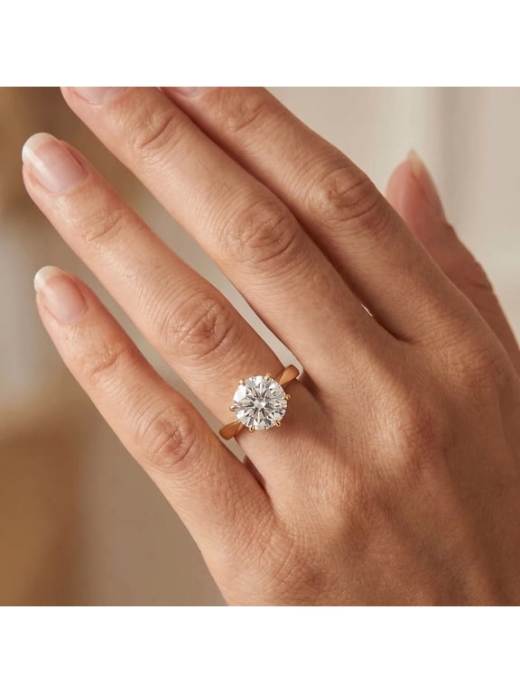 2 Ct Round Cut Simulated Diamond Solitaire Engagement Ring in 14K Yellow Gold Plated