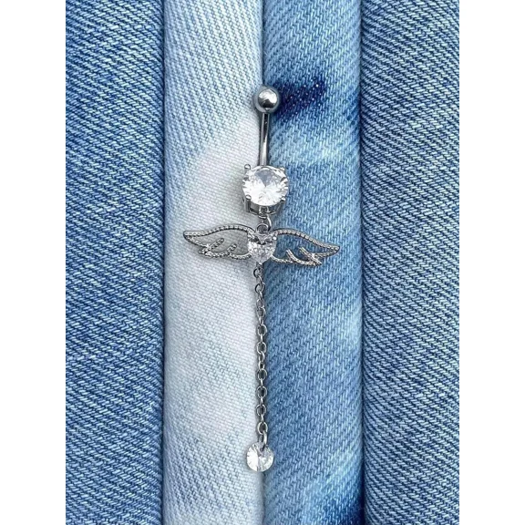 2 Ct Round Cut Simulated Diamond Women Heart Belly Button Ring 14K White Gold Plated 925 Silver