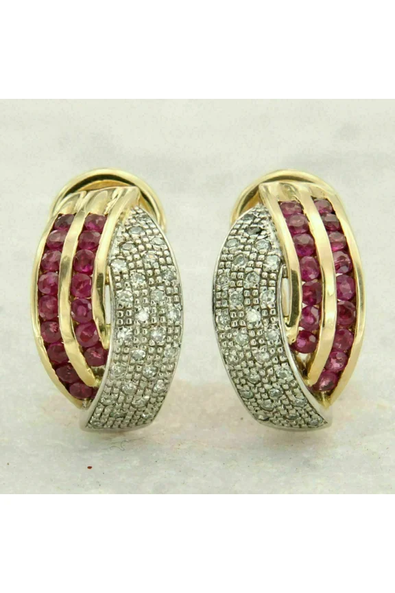 2 Ct Round Cut Simulated Ruby Stunning Huggie Hoop Earrings In 14k Yellow Gold Plated
