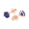 thumbnail image 1 of 2 Ct Round Cut Studs Blue Tanzanite 14K Rose Solid Solid Gold Everyday Dainty Earrings Screw Back, 1 of 7
