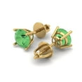 thumbnail image 1 of 2 Ct Round Cut Studs Green Crystal 14K Yellow Solid Gold Everyday Dainty Earrings Screw Back, 1 of 7