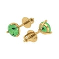 thumbnail image 1 of 2 Ct Round Cut Studs Green Crystal 18K Yellow Solid Gold Everyday Dainty Earrings Screw Back, 1 of 7