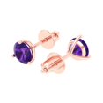 thumbnail image 1 of 2 Ct Round Cut Studs Purple Natural Amethyst 14K Rose Solid Solid Gold Everyday Dainty Earrings Screw Back, 1 of 7