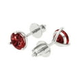 thumbnail image 1 of 2 Ct Round Cut Studs Red Natural Garnet 14K White Solid Solid Gold Everyday Dainty Earrings Screw Back, 1 of 7