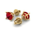 thumbnail image 1 of 2 Ct Round Cut Studs Red Ruby 14K Yellow Solid Solid Gold Everyday Dainty Earrings Screw Back, 1 of 7