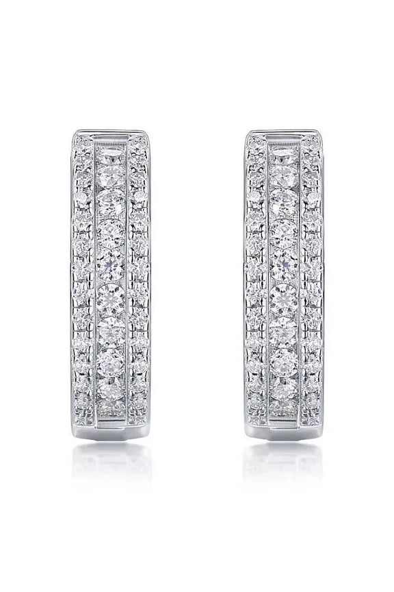 Huggie Hoop White Lab Grown Diamond Earrings 2 ct. t.w. 925 Sterling, Sterling Silver