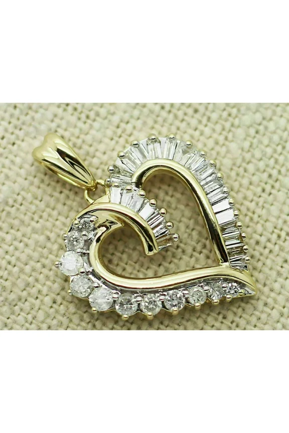 2 Ct Round Cut White Lab-Created Diamond Heart Pendant 14K Yellow Gold Plated