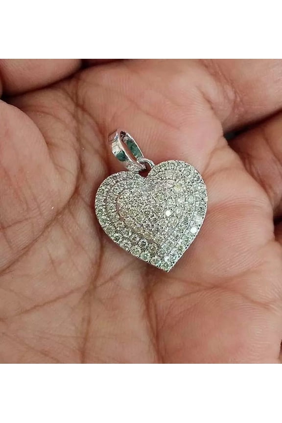 2 Ct Round Cut White Lab Created Diamond Heart Pendant 14k White Gold Plated