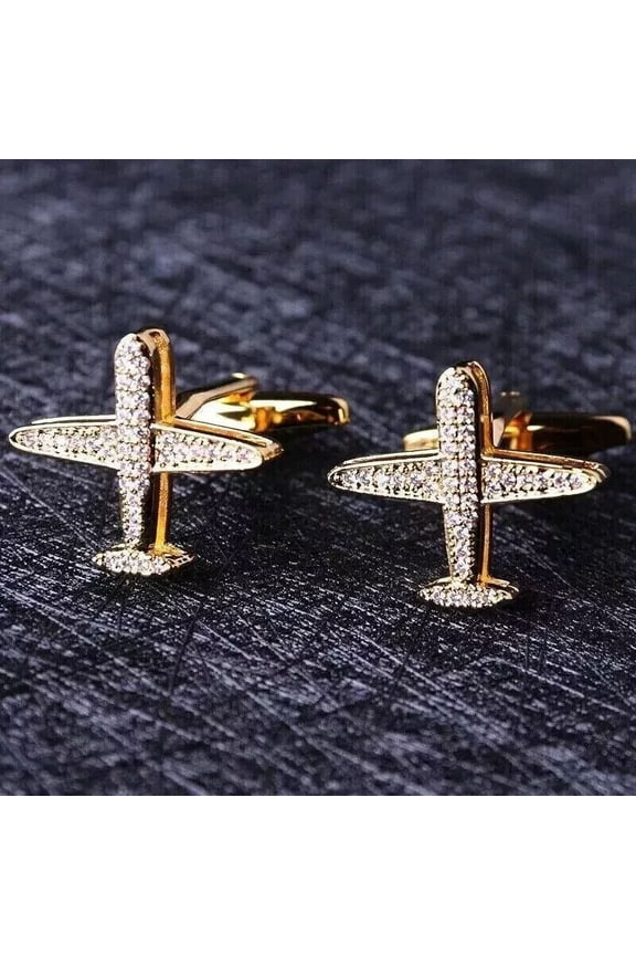 2 Ct Round Cut White Lab Created Diamond Wedding Men's Cufflinks 14K Yellow Gold Plated