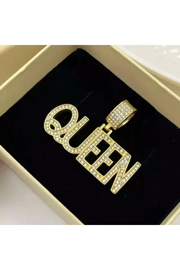 2 Ct Round Cut White Moissanite Custom Name Charm Pendant 14K Yellow Gold Plated