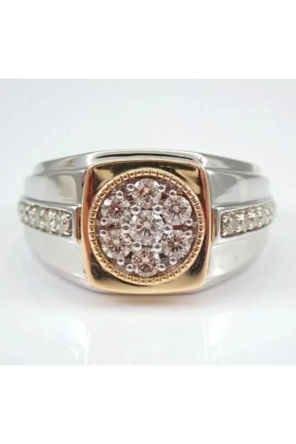 2 Ct Round Cut White Moissanite Men's Wedding Pinky Ring 14K Two-Tone Gold Plated