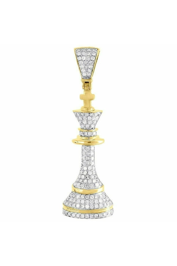 2 Ct Round Lab Created Diamond King Chess Piece Men's Pendant 14k Yellow Gold Plated Silver