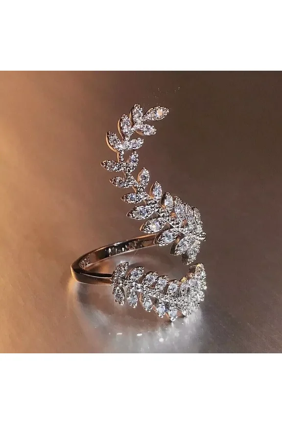 2 Ct Round Lab Created Diamond Leaf Engagement Ring 14K White Gold Plated