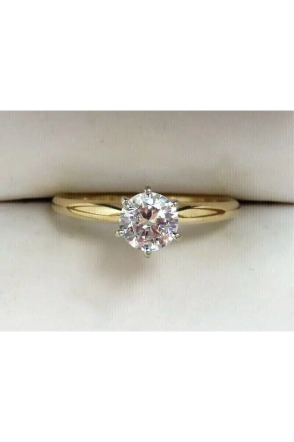 2 Ct Round Lab Created Diamond Solitaire Engagement Ring 14k Yellow Gold Plated