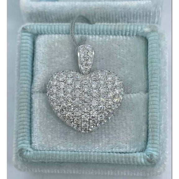 2 Ct Round Simulated Diamond Women's Heart Love Pendant 14K White Gold Plated
