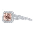 thumbnail image 1 of AFFY 2 Ct Simulated Morganite & White Natural Diamond Halo Wedding Bridal Ring Set in 10k White Gold Ring Size - 9, 1 of 1