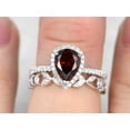 2 Ct Simulated Red Garnet Wedding Bridal Ring Pear Cut 14K White Gold ...