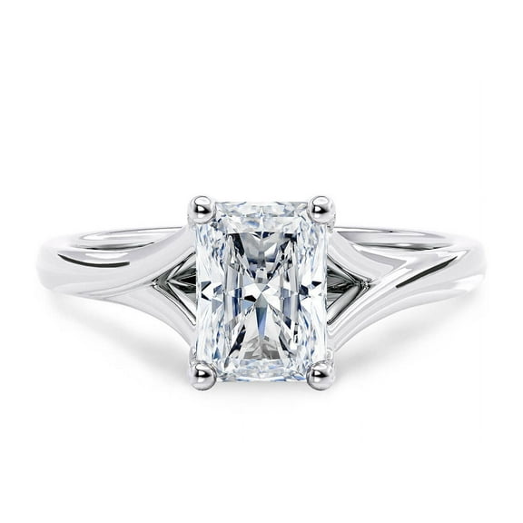 Sparkling Splendor: 1.5 Ct Radiant cut Moissanite Diamond Solitaire Engagement Ring with two shoulders in 925 Silver for Her