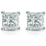 ALMASUNIDAS 2 Ct Sterling Silver Stud Earring 14K White Gold Over Solitaire Earrings