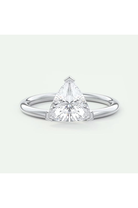 2 Ct Trillion Cut Simulated Diamond Ring, Solitaire Ring, Perfect Proposal Diamond Ring For Girlfriend, 14K White Gold Plated