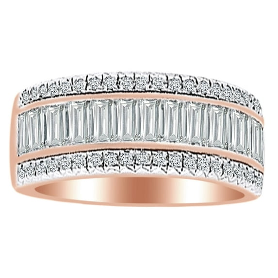 AFFY 2 Ct White Natural Diamond Etruscan Style Anniversary Band Ring in 14k Rose Gold Ring Size - 13