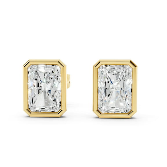 2 Cttw Radiant Cut Solitaire Studs 14K Yellow Gold Plated Moissanite Stud Earrings D Color VVS1 925 Sterling Silver Fine Jewelry Gift for Women
