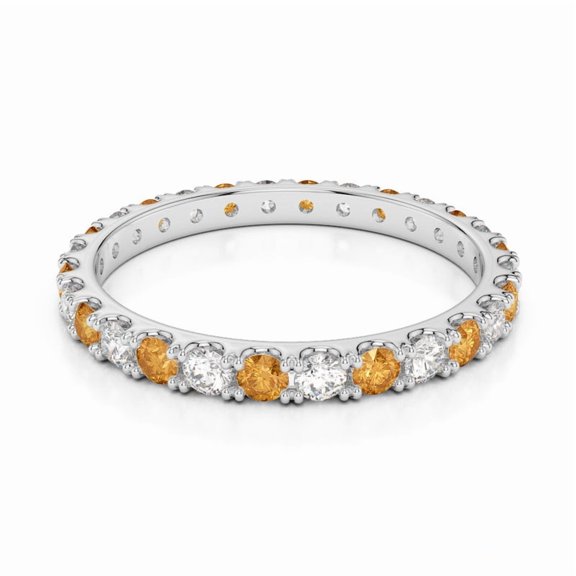 2 Ctw Citrine Natural Gemstone 925 Sterling Silver Full Eternity Band Women Engagement Ring, Stacking Promise Ring, Gift For Her_6.5