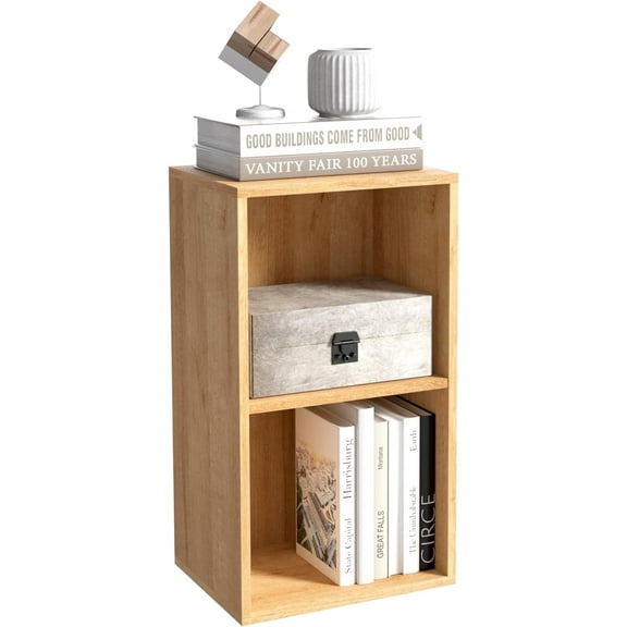 2 Cube Bookcase, 3 Tier Open Shelf Storage Cabinet, Stackable Wooden Multipurpose Display Cabinet Organizer Shelf for Living Room, Bedroom, Hallway, Home Office, Classroom, 11.81*9.25*21.1 in
