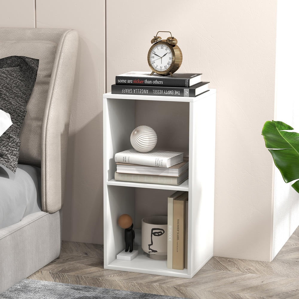 2-Cube Bookcase, white, with back guardrail, anti-tipping kits, and ...