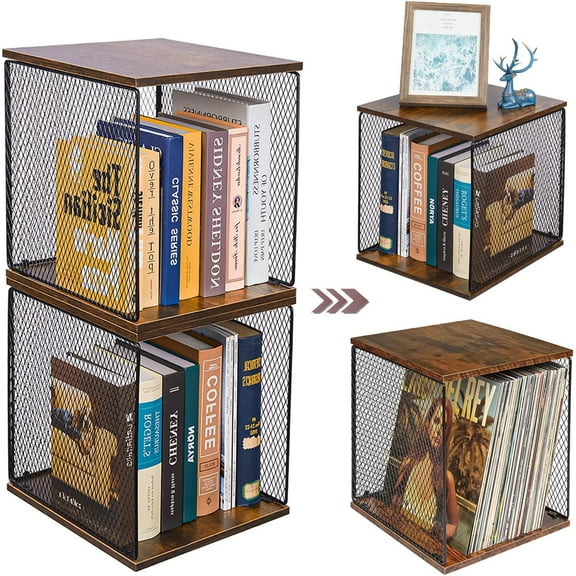 2 Cube Organizer Book Shelfs DIY Variable Stackable Cube Storage Organizer for Kid Bedroom,Living Room,Small Bookshelf Black Brown Wooden